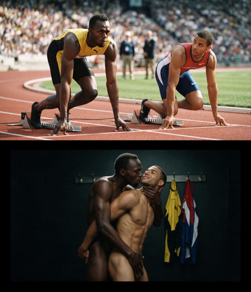 NUBRONZE gay sports rivalry photography — Heated Rivalries, sprint rivals