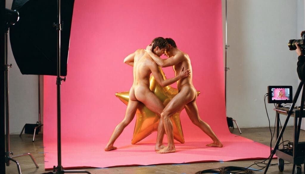 NUBRONZE David LaChapelle — a hyper-saturated studio shoot in progress