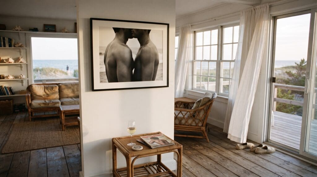 NUBRONZE Herb Ritts — a framed photograph in a Fire Island beach house