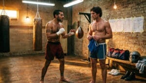NUBRONZE gay straight guys — Cruz and Reed in MMA gear