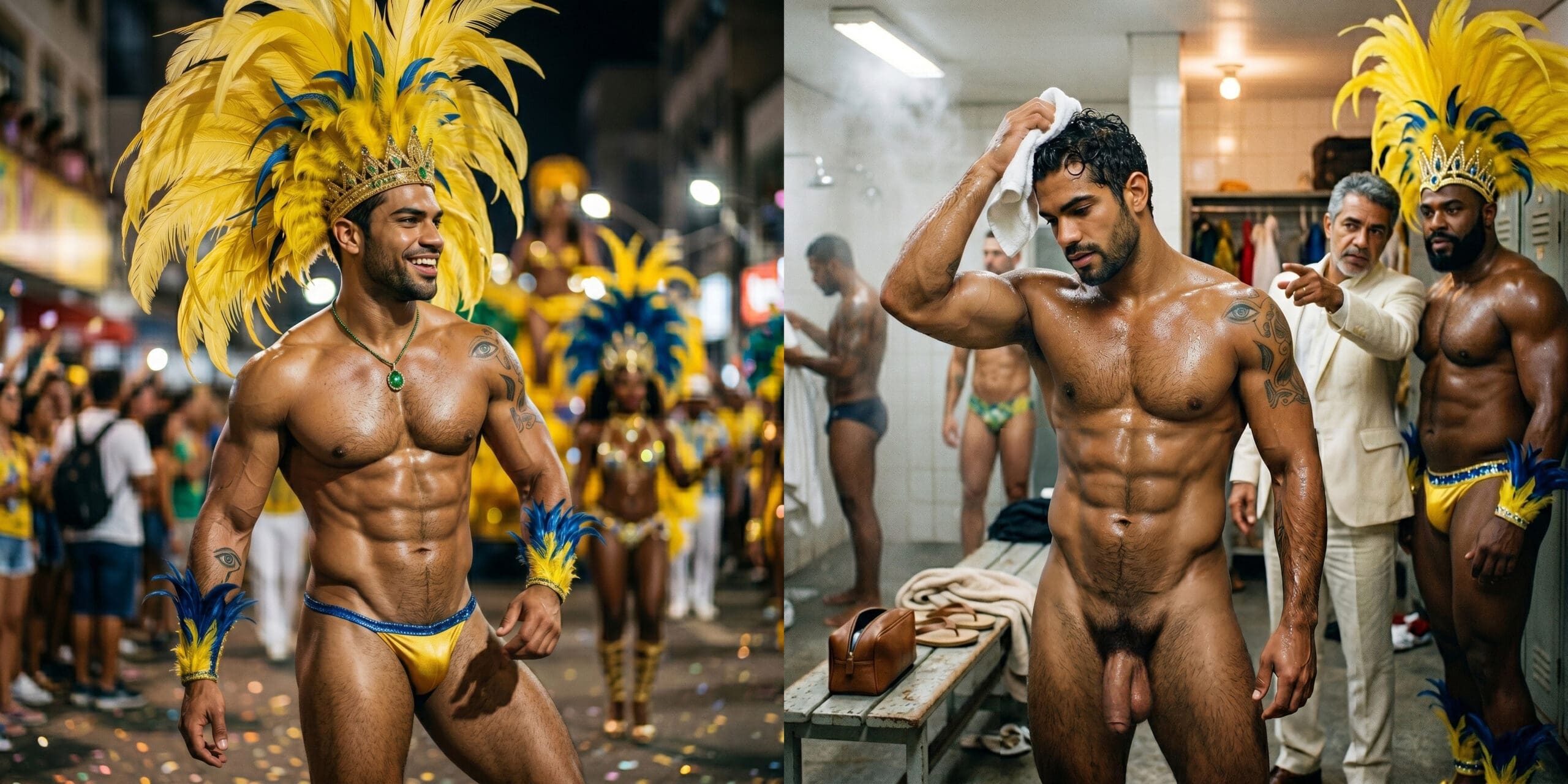 NUBRONZE gay erotic art series — Rio Bare Plumes