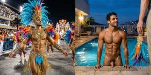 NUBRONZE nude swimmers — a dancer climbing out of the pool
